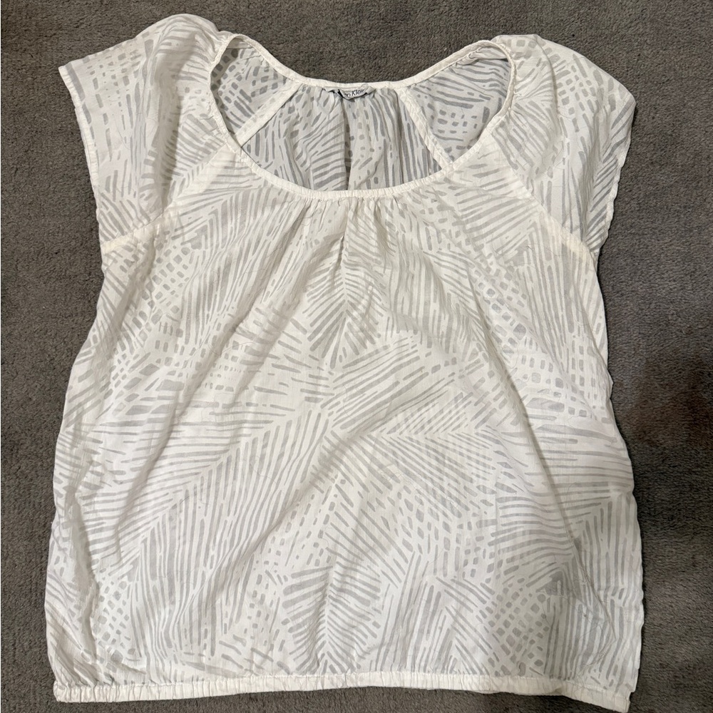 Calvin Klein White Palm Print Short Sleeve Tee Size Medium